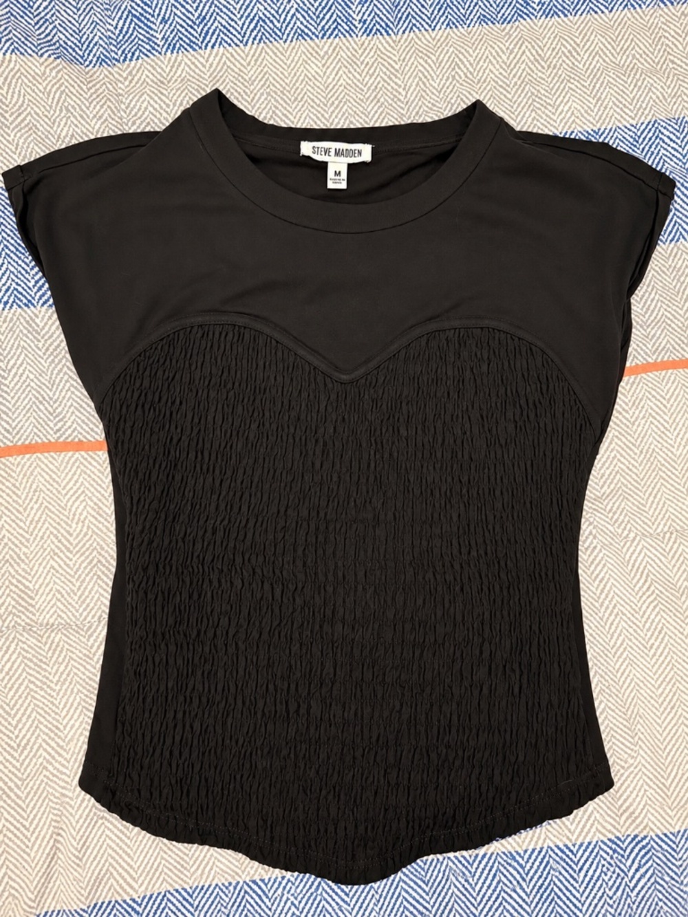 Steve Madden Black Smocked Bustier Top – Size Medium-Like New